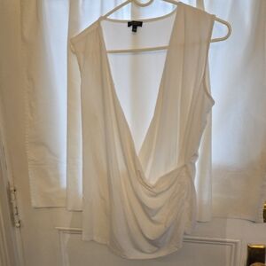 Talbots Elegant White Sleeveless Drape Top - 2X petite